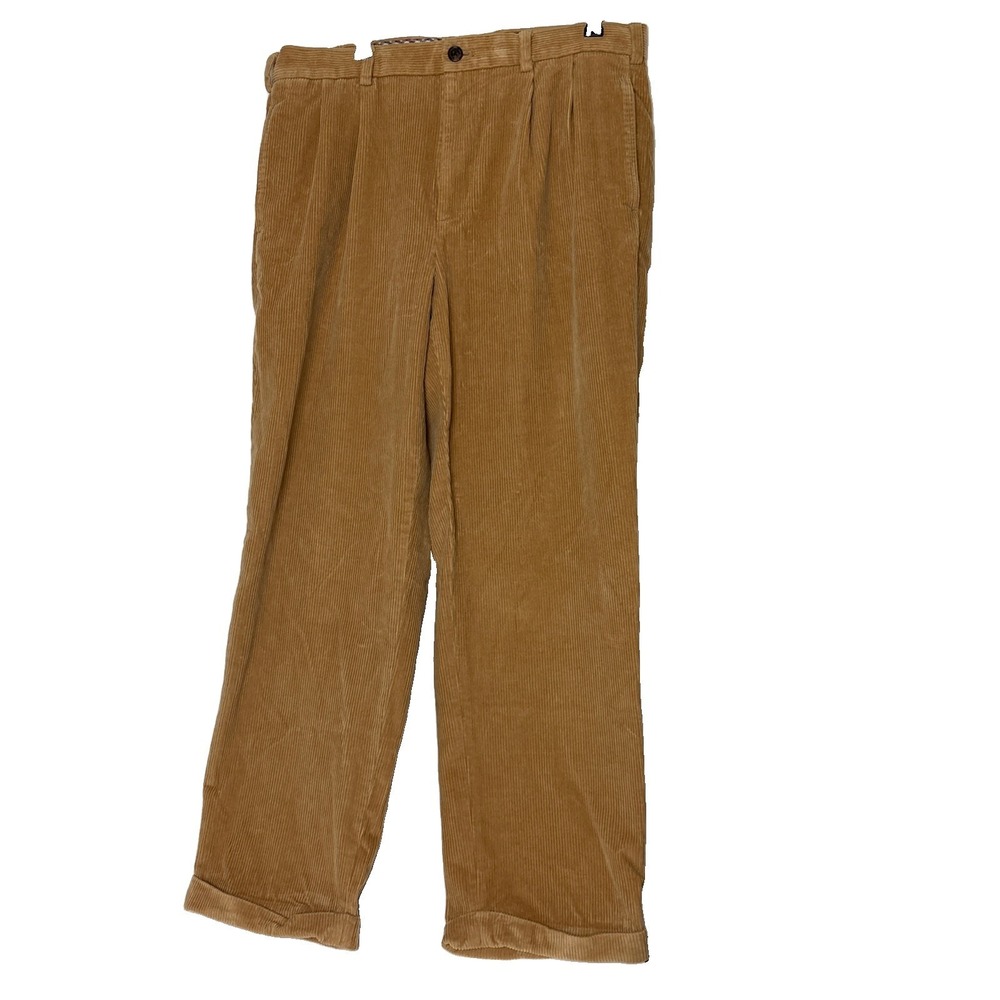 Brooks Brothers Mens Corduroy Pants Size 36X30 pleated cotton beige